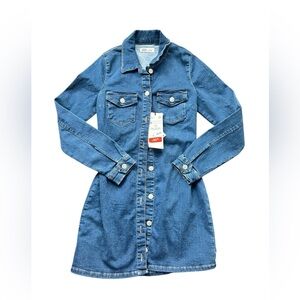 Zara Dark Blue Denim Shirtdress Size Medium NWT